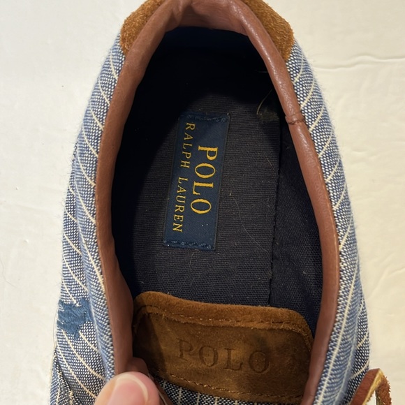 Polo Ralph Lauren Striped Canvas and Suede sneakers Size 10 - Picture 2 of 10